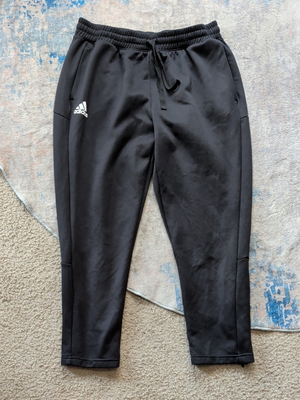 adidas Black Joggers with White Logo Sweatpants Men's XL